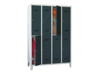 dubbeldekse locker,HxBxD 1850x1200x500mm,4x2vak.,RAL7035,front RAL7016 - 2
