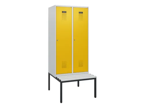 locker met bank,HxBxD 1950x800x815mm,2vak,vak B 400mm,cilinderslot