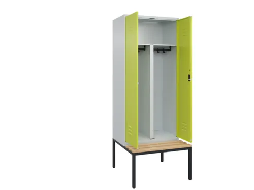 PBM-locker met bank,HxBxD 2120x800x815mm,2vak,vak B 400mm,cil.-slot