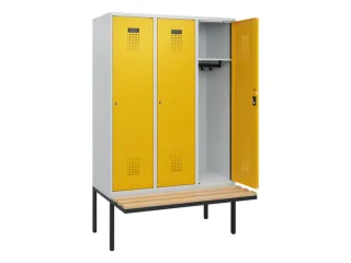 locker met bank,HxBxD 1950x1200x815mm,3vak,vak B 400mm,cilinderslot - 1