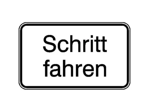 aanwijzingsbord,Stapvoets rijden,aluminium gemerkt,gemoffeld,wit