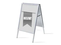 Stoepbord A1 complete set met print "NIEUW" Grijs
