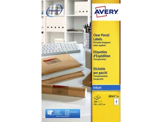 Adresetiket Avery J8565-25 99,1x67,7mm Transparant Inkjet 200 stuks - 1