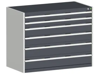 ladekast 1000x1300x650mm 6laden zware lasten RAL7035 front RAL7016 - 1