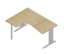 hoek-bureau,HxBxD 730x1600x1200mm,blad eiken,verdieping links