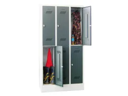 dubbeldekse locker,HxBxD 1850x900x500mm,3x2vak.,RAL7035,front RAL6011