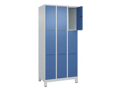 lockerkast,HxBxD 1950x900x500mm,3x3vakken,vak B 300mm,cil.-slot,voeten