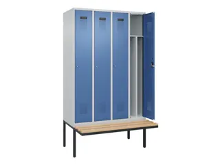 locker met bank,voor scheiding van kleding,HxBxD 2120x1200x815mm,4vak - 1