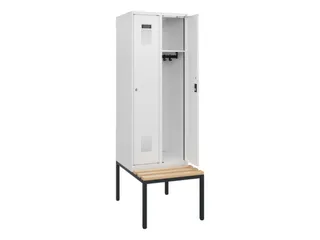 locker met bank,HxBxD 1950x600x815mm,2vak,vak B 300mm,cilinderslot - 1