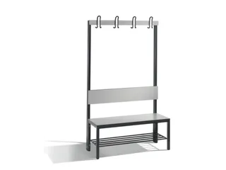 omkleedbank,HxLxD 1710x1000x407mm,HPL zilvergrijs,frame staal RAL7021 - 1