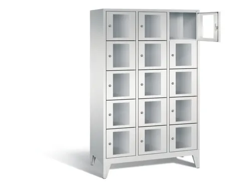 Lockerkast 1850x1200x500mm 3x5 vakken Cilinderslot Poten, RAL7035