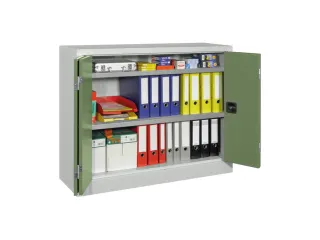 Vouwdeurkast 1000x1200x400mm 2legborden Verzinkt Ral7035 Front Ral6011 - 1