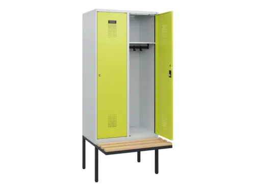 locker met bank,HxBxD 1950x800x815mm,2vak,vak B 400mm,cilinderslot
