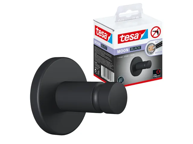 Handdoekhaak tesa Moon 40563 Zwart metaal Zelfklevend