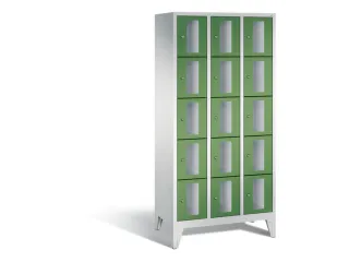 Lockerkast 1850x900x500mm 3x5 vakken Cilinderslot Poten, RAL6011 - 2