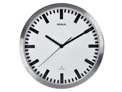 Wandklok MAUL Pilot RC Ø30,5cmx4.5cm aluminium/wit incl.batterij