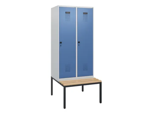 locker met bank,HxBxD 1950x800x815mm,2vak,vak B 400mm,draaigrendel
