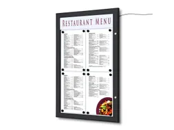 Outdoor Menubord 4x A4 met Logopaneel Staand LED verlicht Zwart