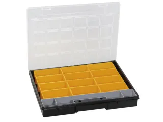 Bak voor kleine onderdelen,HxBxD 55x370x295mm,12bakken,PP,koffer zwart - 2