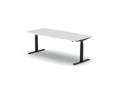 Elektrisch ihv Vergadertafel Vatvorm 2000x800mm Zwart+Lichtgrijs Blad