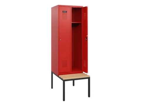 locker met bank,HxBxD 1950x600x815mm,2vak,vak B 300mm,cilinderslot