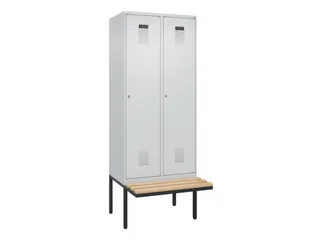 locker met bank,voor scheiding van kleding,HxBxD 2120x800x815mm,2vak - 2