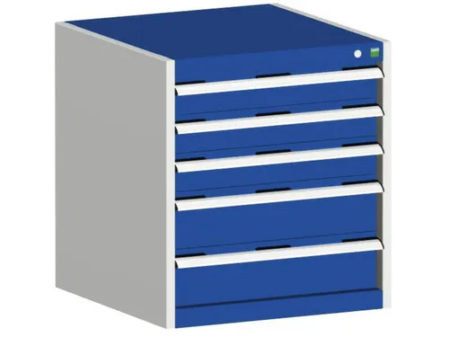 ladekast HxBxD 700x650x650mm 5laden romp RAL7035 front RAL5010
