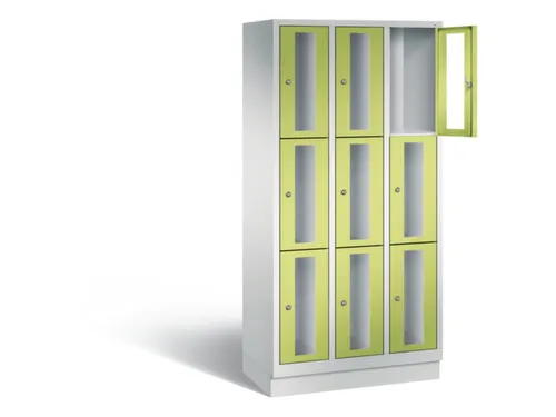 Lockerkast 1800x900x500mm 3x3 vakken Cilinderslot, Sokkel, RDS1108060