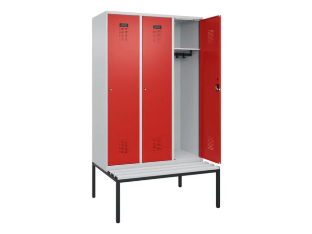 locker met bank,HxBxD 2120x1200x815mm,3vak,vak B 400mm,cilinderslot