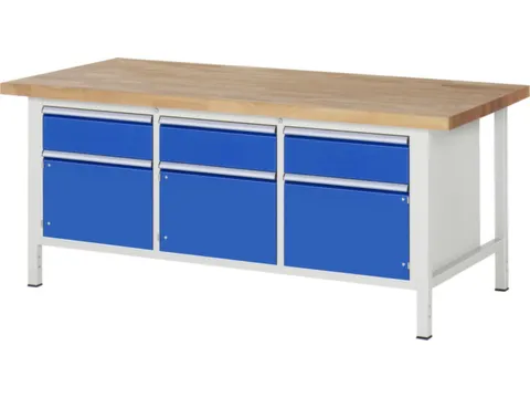 werkbank,HxBxD 840-1040x2000x900mm,beukblad,draagverm. 1250kg,4voeten