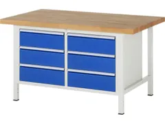 werkbank,HxBxD 840-1040x1500x900mm,beukblad,draagverm. 1250kg,4voeten