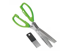 Westmark Kruidenschaar 5 bladen RVS groen met reinigingskam