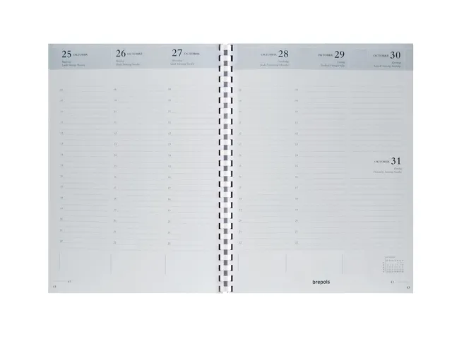 Agendavulling 2027 Brepols Timing 7dagen/2pagina's spiraal wit