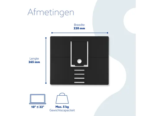 Laptopstandaard R-Go Riser Attachable voor laptops 10-22 inch Zwart