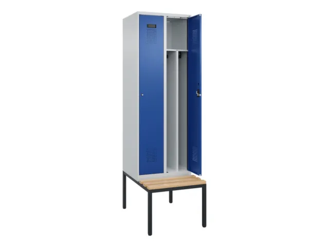 locker met bank,voor scheiding van kleding,HxBxD 2120x600x815mm,2vak