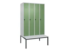 Armoire vestiaire avec banc HxlxP 2120x1200x815mm 4compart.