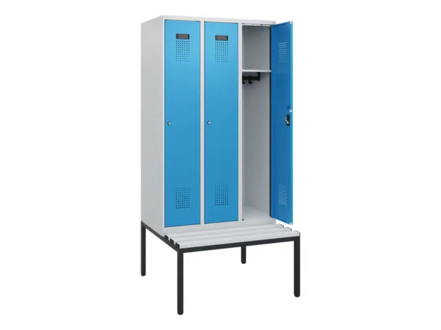 locker met bank,HxBxD 1950x900x815mm,3vak,vak B 300mm,cilinderslot