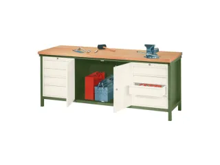 werkbank,HxBxD 900x2000x700mm,onderstel/romp RAL6011,front RAL9010 - 2