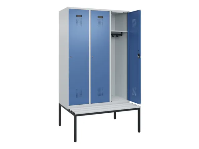 locker met bank,HxBxD 2120x1200x815mm,3vak,vak B 400mm,cilinderslot