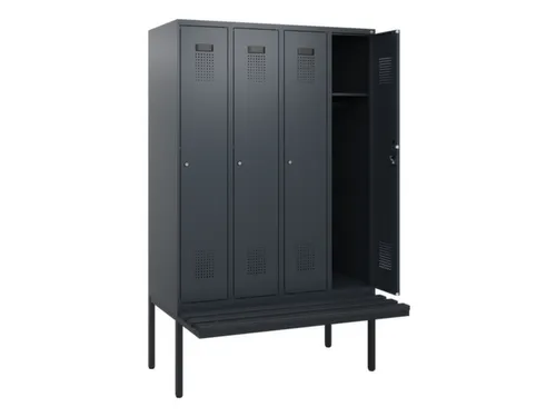 locker met bank,HxBxD 1950x1200x815mm,4vak,vak B 300mm,cilinderslot