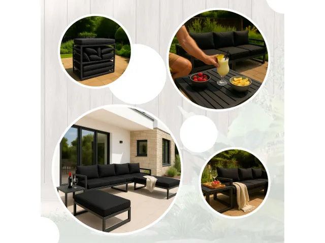 Ensemble De Salon Tout-en-un Noir + Anthracite