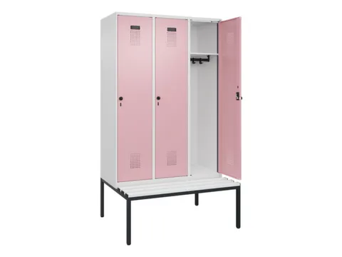 locker met bank,HxBxD 2120x1200x815mm,3vak,vak B 400mm,draaigrendel