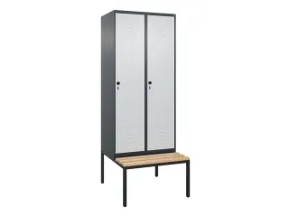 locker met bank,HxBxD 2120x800x815mm,2vak,vak B 400mm,draaigrendel - 1