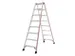 escabeau industriel,double face,2x8marches,Hauteur 1,34m,lisse L 2,02m