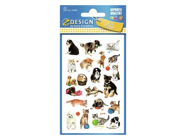 Étiquette en papier Z-design 3 feuilles chiens et chats