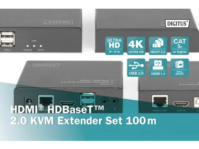 4K HDMI HDBaseT 2.0 KVM-verlengset 100m 4K/60Hz (4:2:0) 6x USB