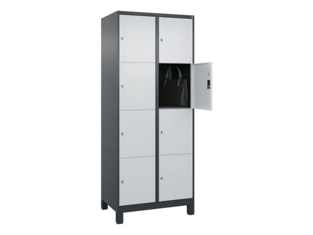 lockerkast,HxBxD 1950x800x500mm,2x4vakken,vak B 400mm,cil.-slot,voeten