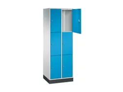 lockerkast,RAL 7035/RAL 5012,HxBxD 1950x620x500mm,2x3vakken,cil.-slot