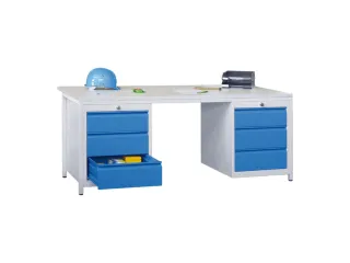 Werkplaatsbureau Bxdxh 1700x800x720mm 6laden Ral7035 Front Ral5010 - 2