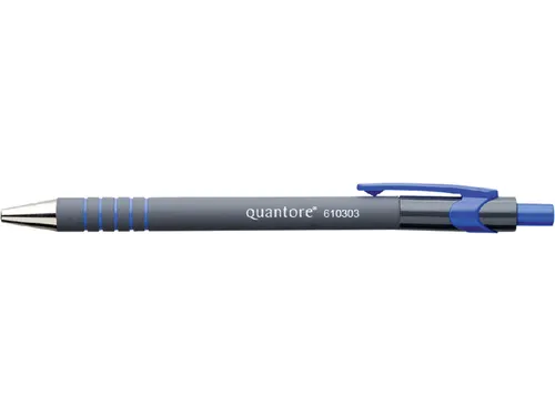 Balpen Quantore rubbergrip drukknop blauw medium